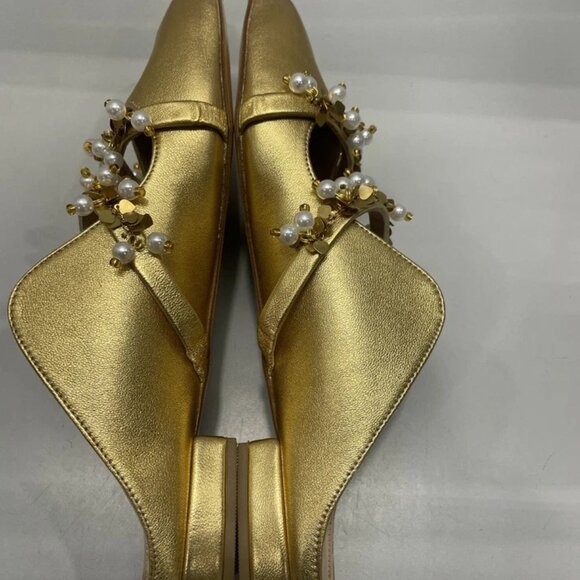 NEW ELINA LINARDAKI Linardaki Stardust Flats – Size 10 – Gold – Pearls & Charms - Picture 4 of 12
